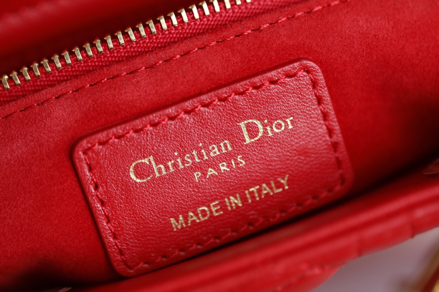 Dior SMALL LADY DIOR MY ABCDIOR BAG Red Cannage Calfskin with hearts Motif