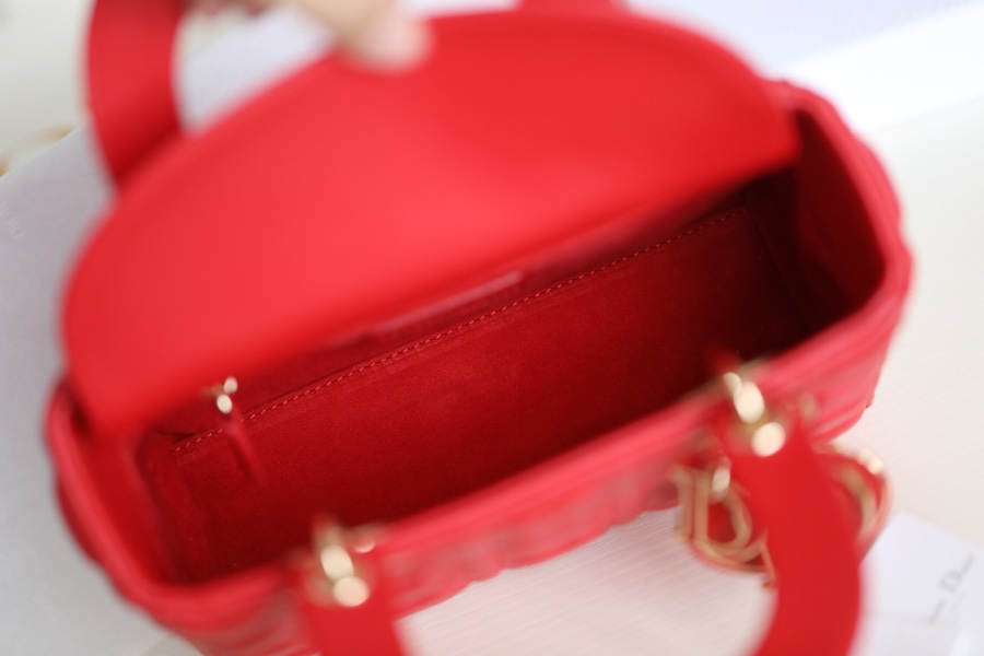 Dior SMALL LADY DIOR MY ABCDIOR BAG Red Cannage Calfskin with hearts Motif