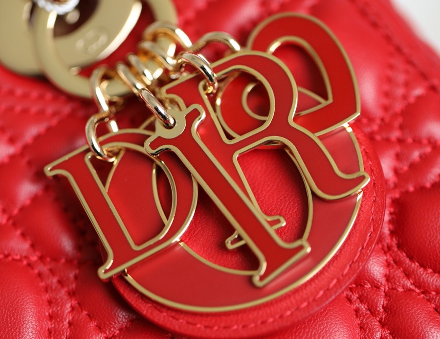 Dior SMALL LADY DIOR MY ABCDIOR BAG Red Cannage Calfskin with hearts Motif
