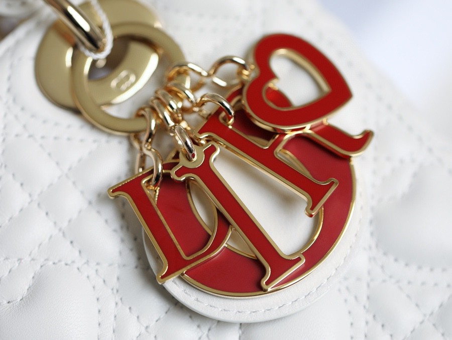 Dior SMALL LADY DIOR MY ABCDIOR BAG Latte Cannage Calfskin with hearts Motif