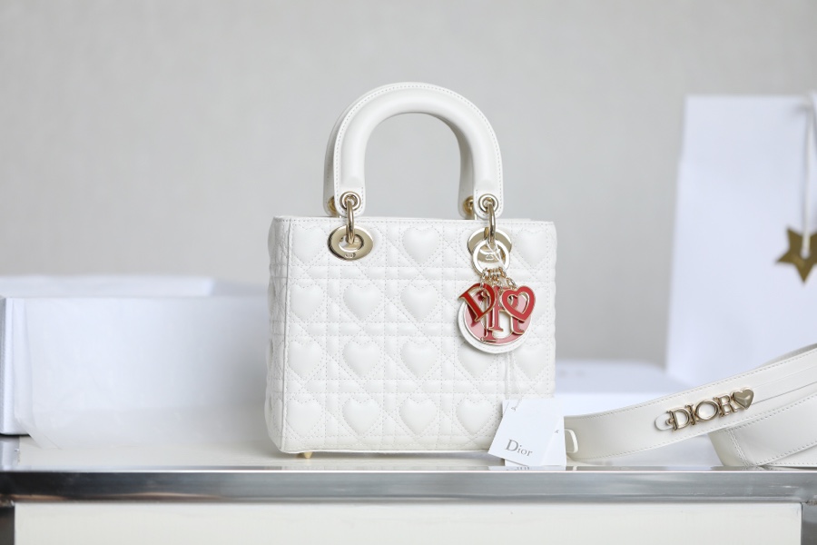 Dior SMALL LADY DIOR MY ABCDIOR BAG Latte Cannage Calfskin with hearts Motif