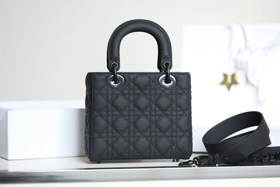 Dior SMALL LADY DIOR MY ABCDIOR BAG Black Ultramatte Cannage Calfskin M0538SLOI_M989