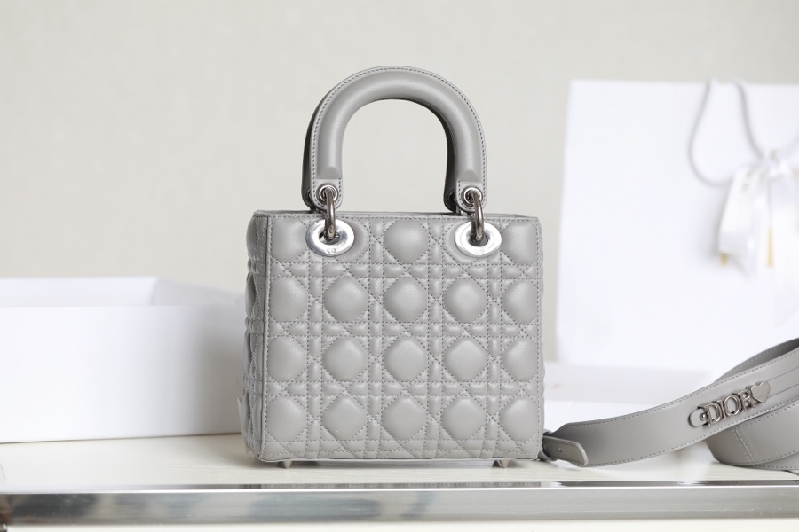 Dior SMALL LADY DIOR MY ABCDIOR BAG Gray Cannage Lambskin M0538BCAL