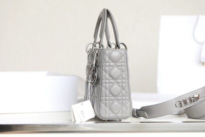 Dior SMALL LADY DIOR MY ABCDIOR BAG Gray Cannage Lambskin M0538BCAL