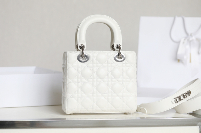 Dior SMALL LADY DIOR MY ABCDIOR BAG Gray Cannage Lambskin M0538BCAL_M900