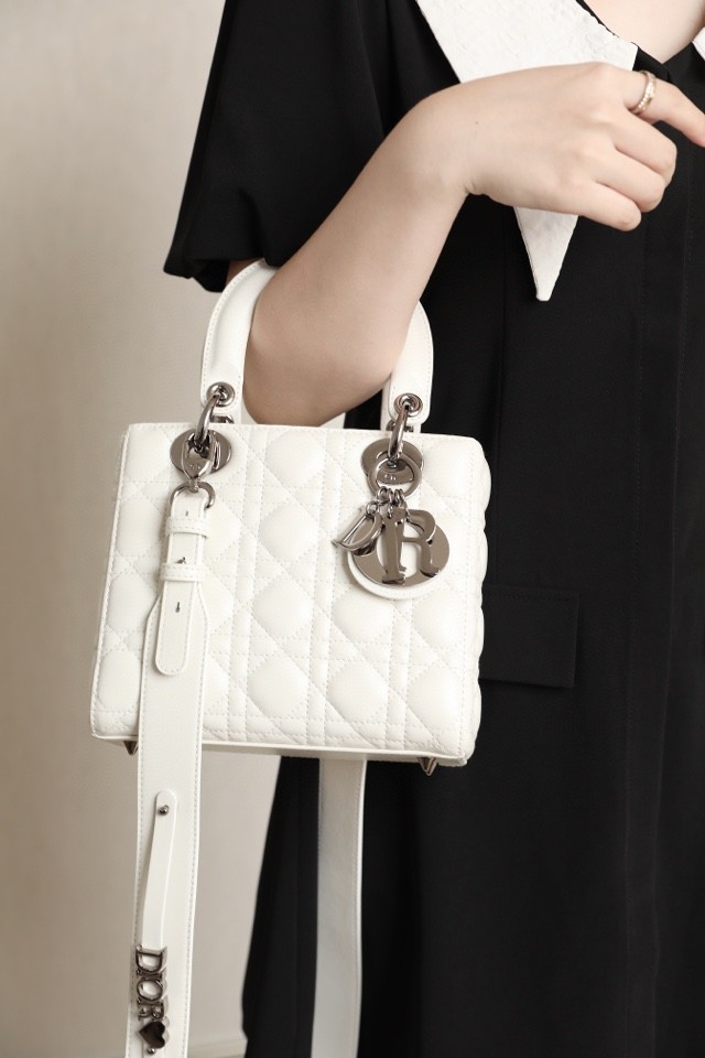 Dior SMALL LADY DIOR MY ABCDIOR BAG Gray Cannage Lambskin M0538BCAL_M900