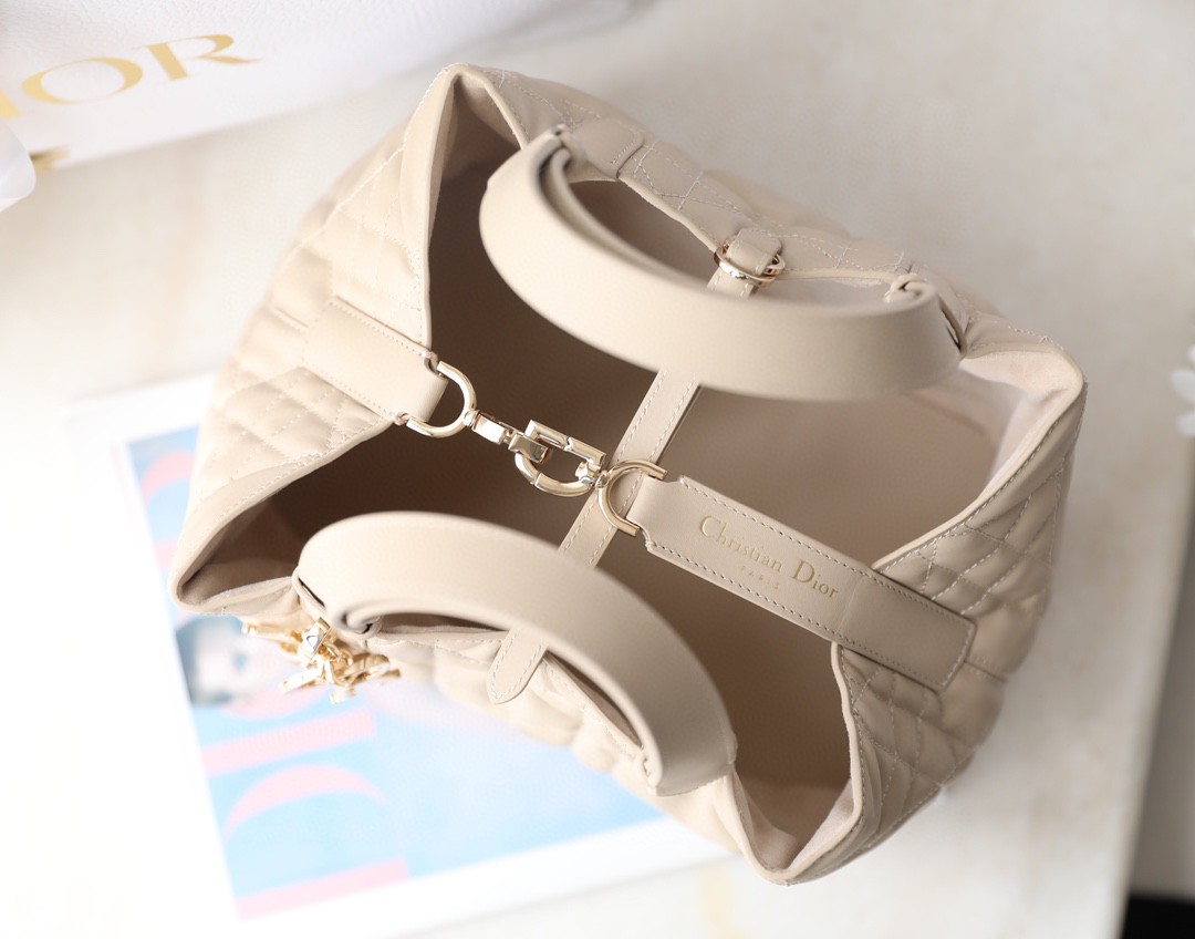 DIOR MEDIUM DIOR TOUJOURS BAGPowder Beige Macro cannage Calfskin M2821OSHJ