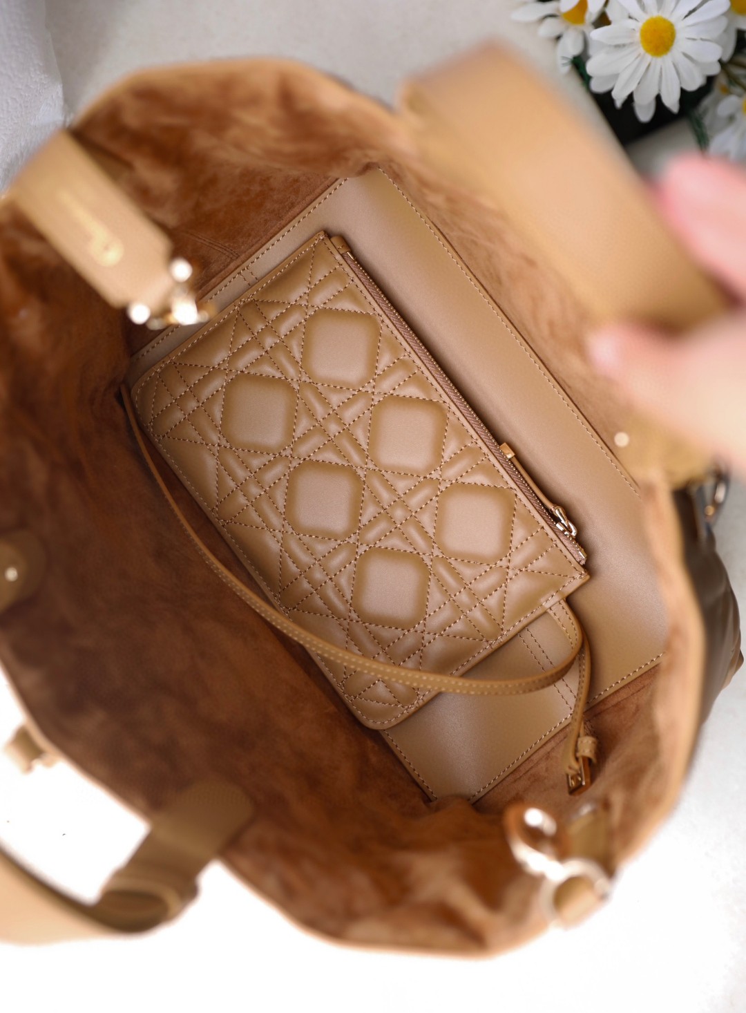 DIOR MEDIUM DIOR TOUJOURS BAG Tan Macro cannage Calfskin M2821OSHJ