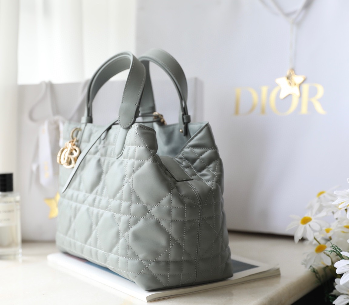 DIOR MEDIUM DIOR TOUJOURS BAG Stone GrayMacro cannage Calfskin M2821OSHJ