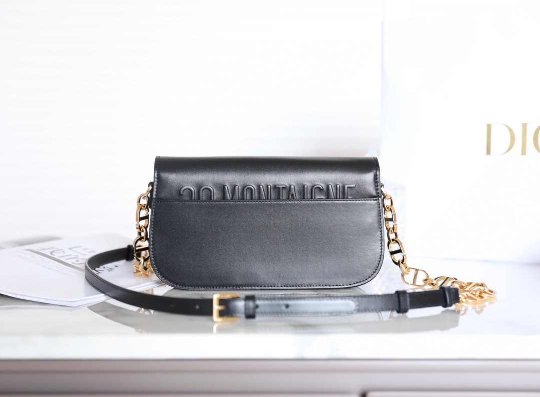 Dior 30 MONTAIGNE AVENUE BAG Black Box Calfskin M9260UMOA