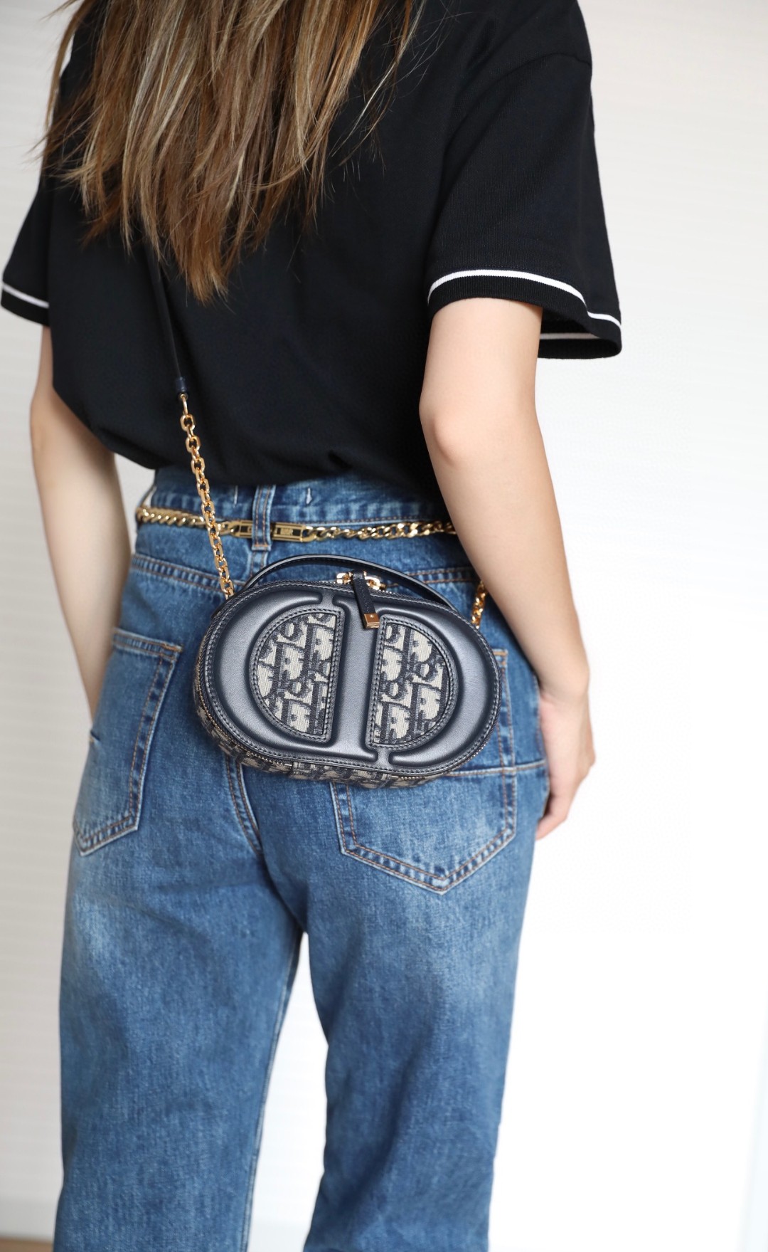 DIOR CD SIGNATURE OVAL BAG Blue Dior Oblique Jacquard M3980UTZQ