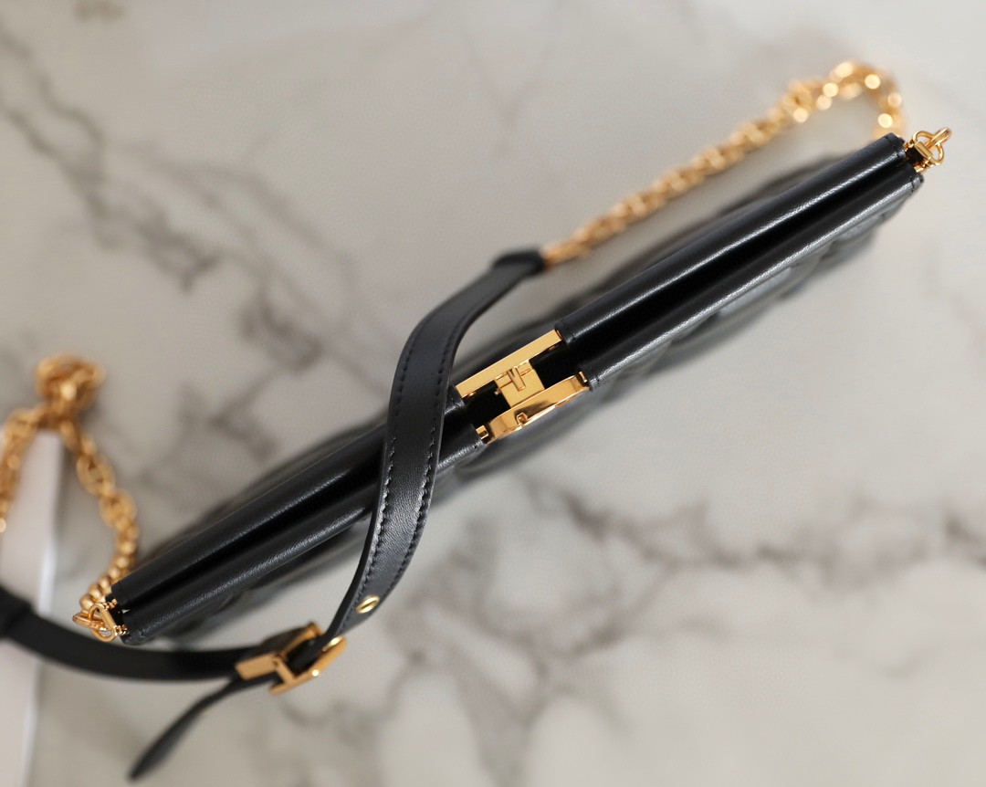 Dior Caro Colle Noire Clutch With Chain Black Cannage S5166UDBB