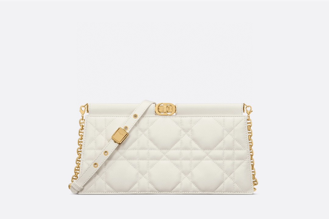 Dior Caro Colle Latte Clutch With Chain Black Cannage S5166UDBB