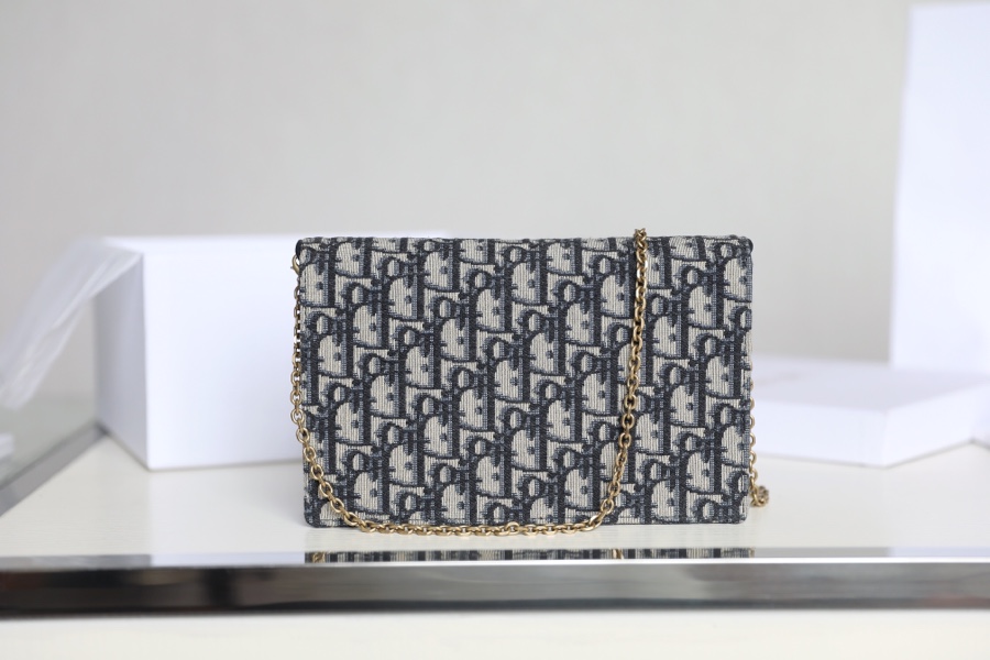 Dior SADDLE POUCH WITH CHAIN Blue Dior Oblique Jacquard S5907CTZQ_M928