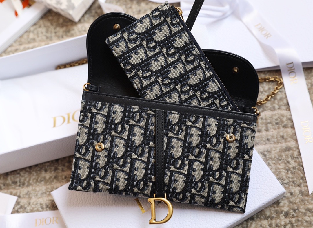 Dior SADDLE POUCH Blue Dior Oblique Jacquard S614CTZQ_M928