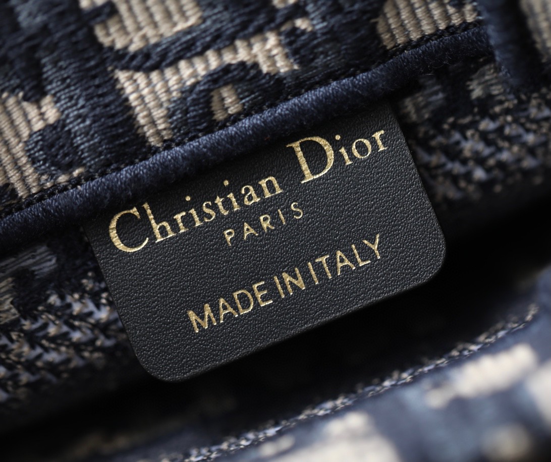 DIOR MINI DIOR BOOK TOTE WITH STRAP Blue and Beige Dior Oblique Embroidery S5573CRIW