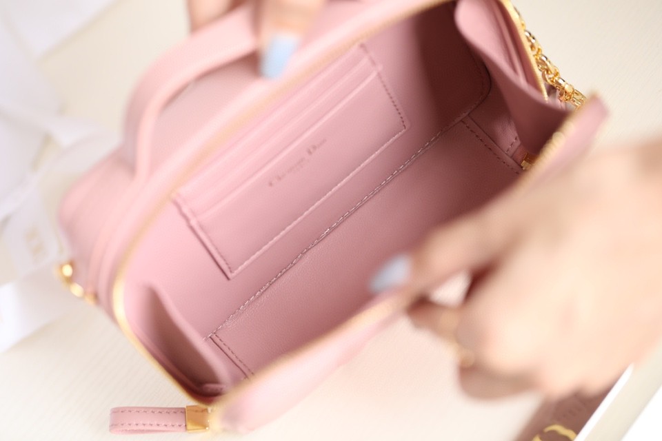 DIOR CARO BOX BAG pink Quilted Macrocannage Calfskin S5140UNGX