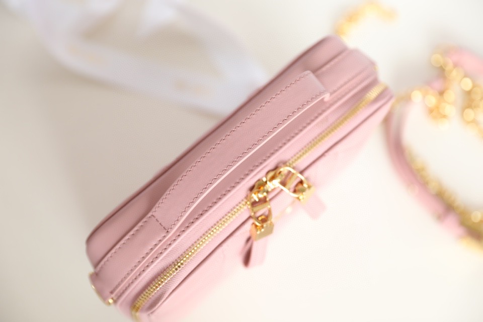 DIOR CARO BOX BAG pink Quilted Macrocannage Calfskin S5140UNGX