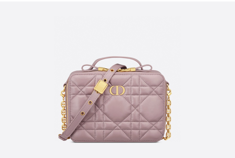 DIOR CARO BOX BAG pink Quilted Macrocannage Calfskin S5140UNGX