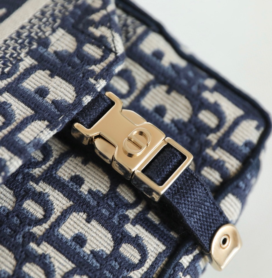 DIOR SMALL DIORCAMP BAG Blue Dior Oblique EmbroideryM1241ORIW_M928