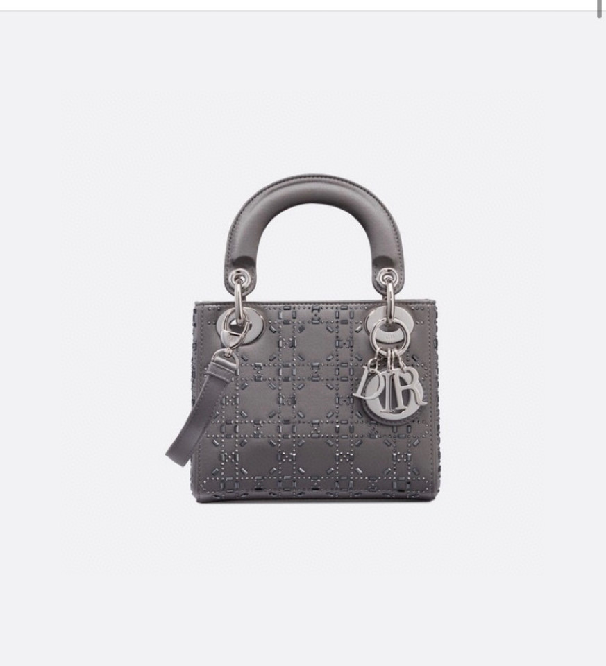 DIOR MINI LADY DIOR BAG Black Strass Cannage Satin M0500PRTC