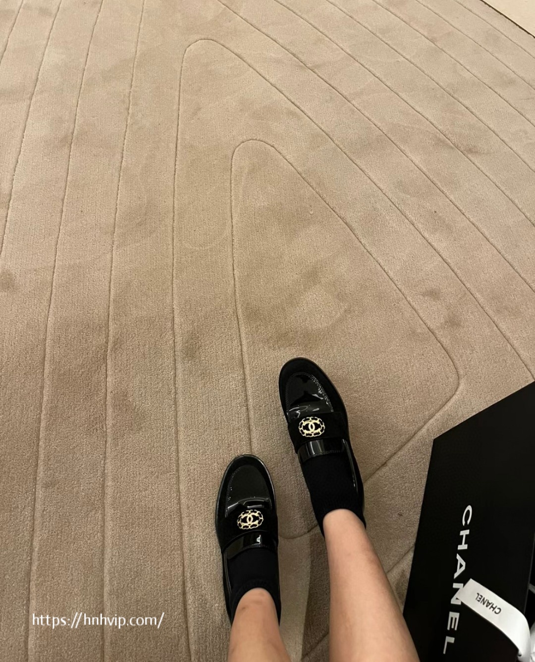 CHANEL Loafers Black Patent Calfskin G39606