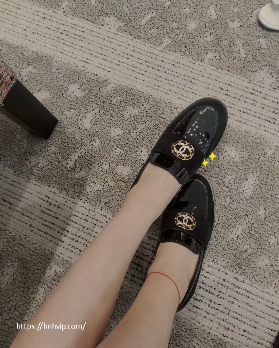 CHANEL Loafers Black Patent Calfskin G39606