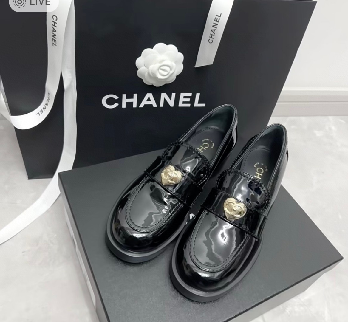 CHANEL Loafers Black Patent Calfskin G39697
