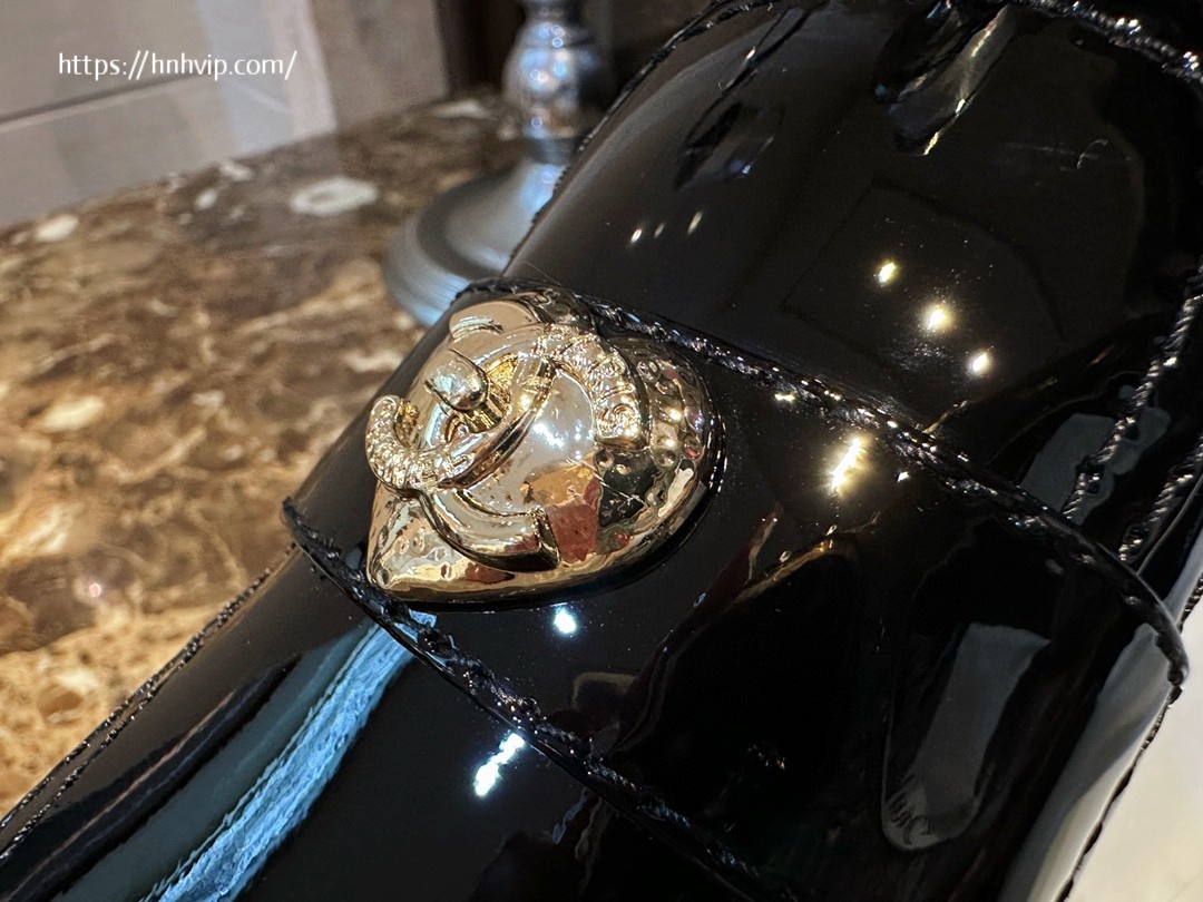 CHANEL Loafers Black Patent Calfskin G39697