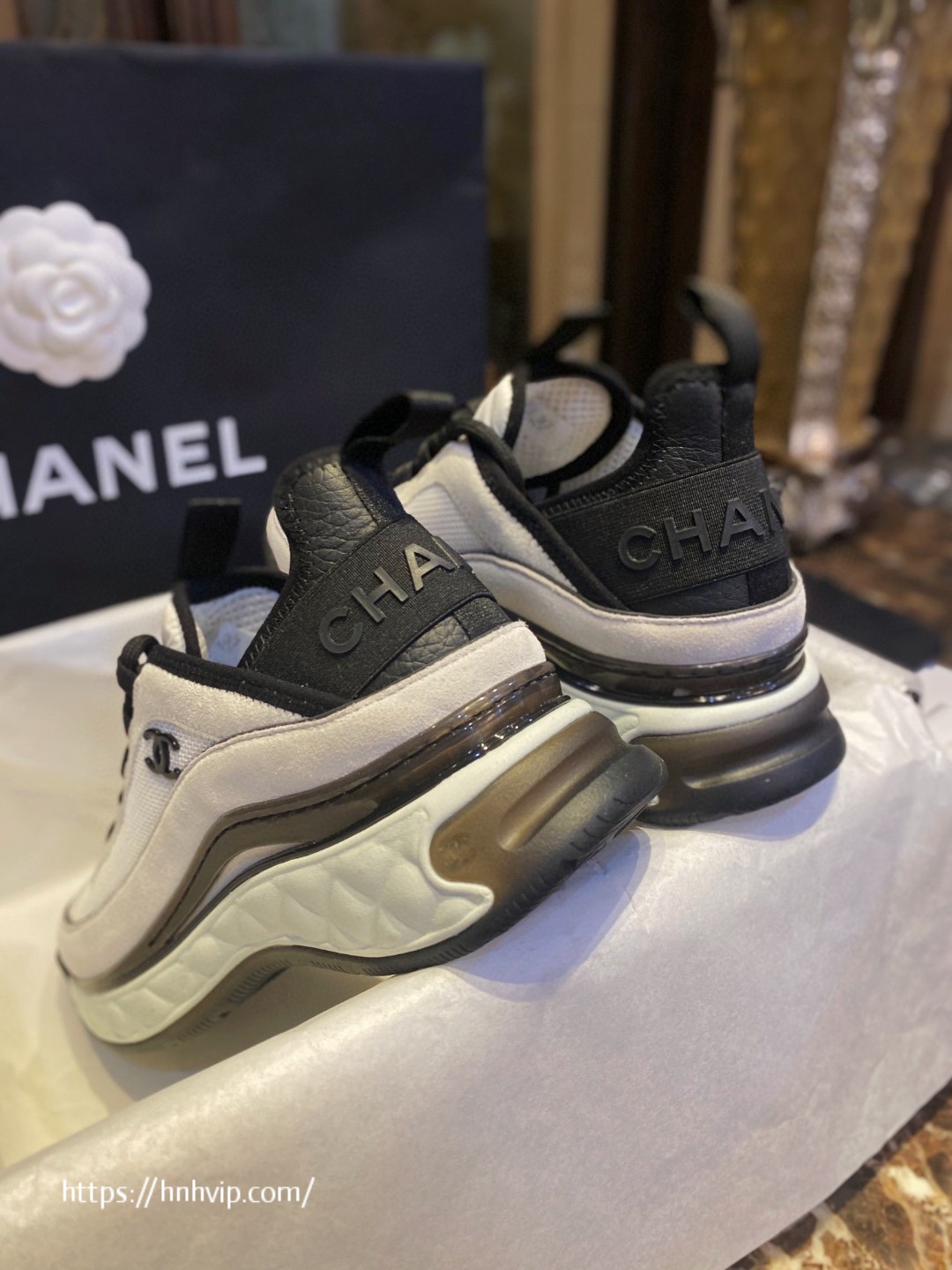 Chanel Black and White Suede Calfskin Sneaker G39070