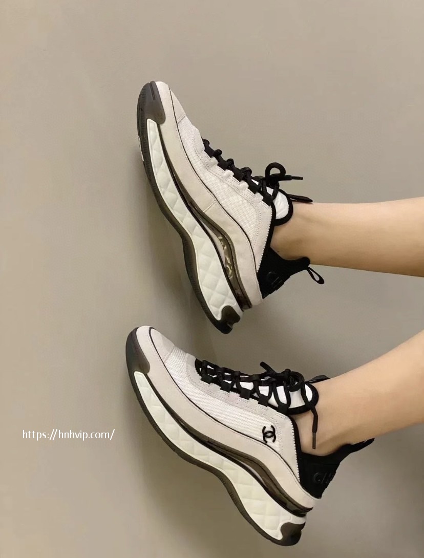 Chanel Black and White Suede Calfskin Sneaker G39070