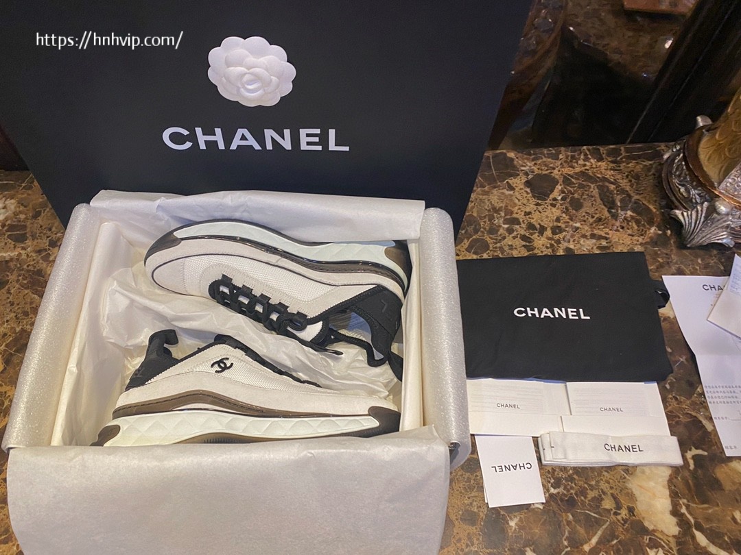 Chanel Black and White Suede Calfskin Sneaker G39070