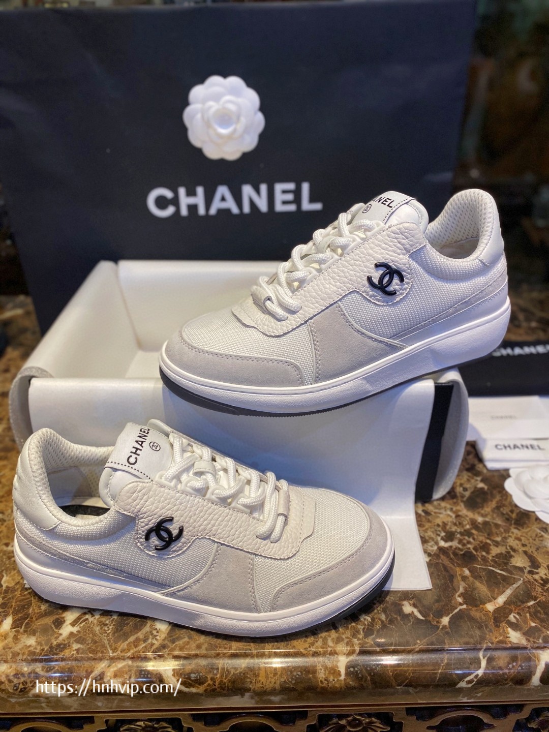 Chanel white sneakers