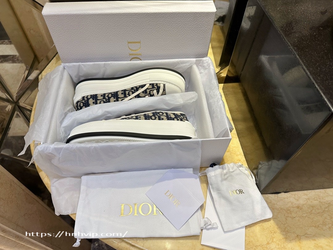 Dior WALK'N'DIOR PLATFORM SNEAKER Deep Blue Dior Oblique Embroidered Cotton