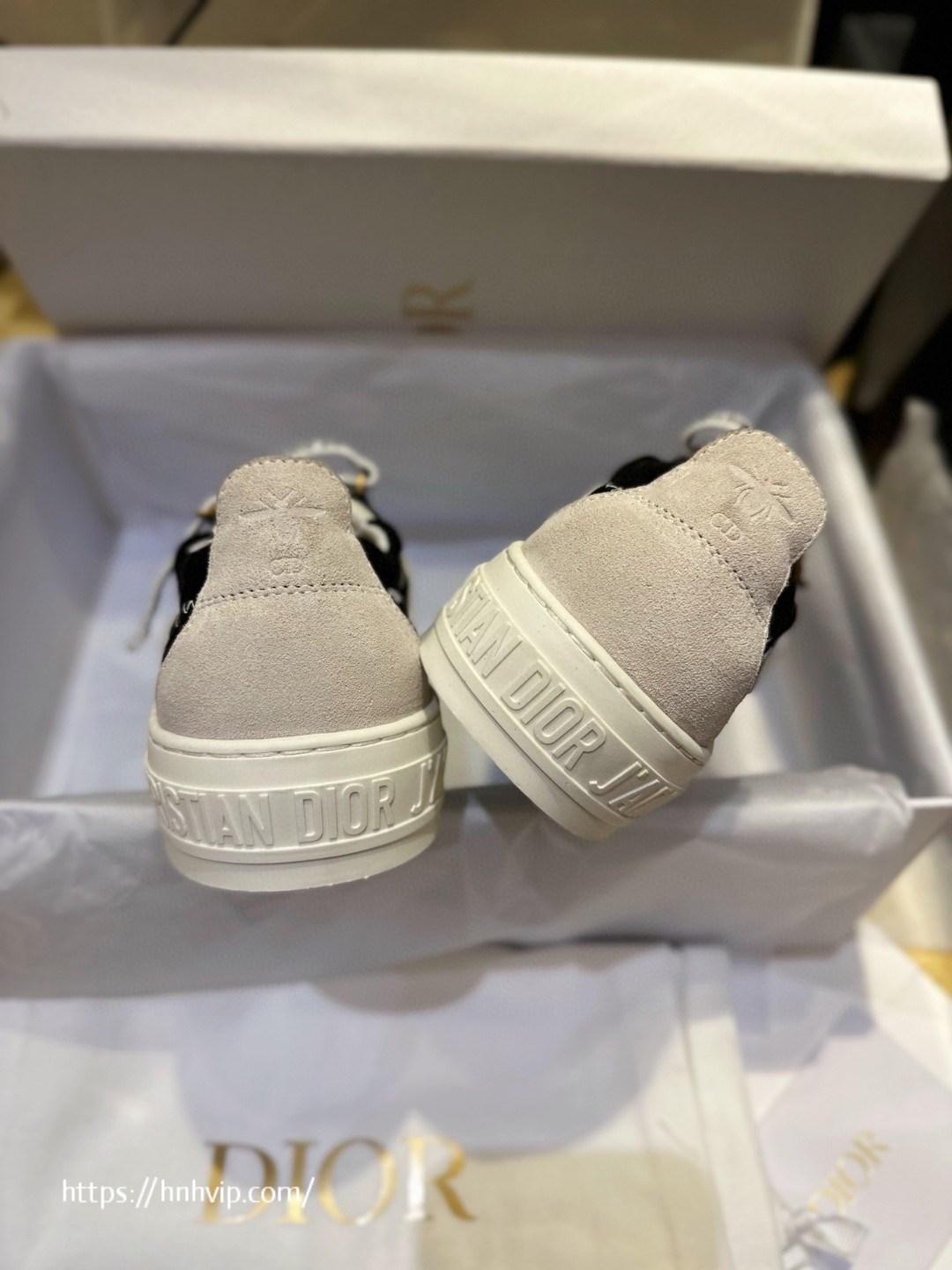 DIOR WALK'N'DIOR SNEAKER Black Canvas and White Suede Calfskin