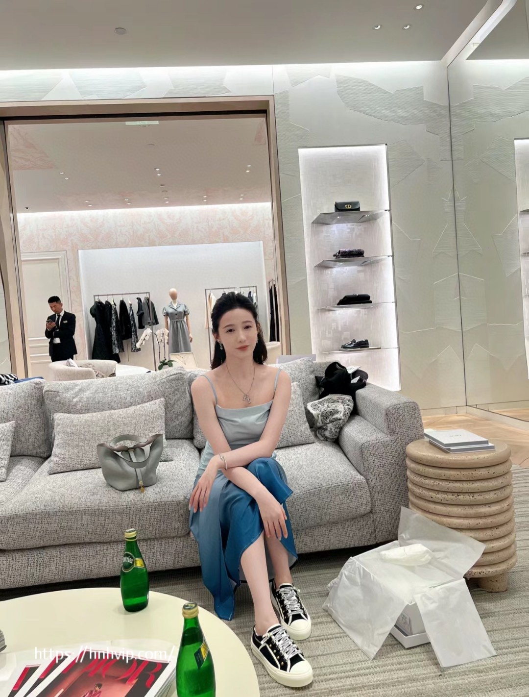 DIOR WALK'N'DIOR SNEAKER Black Canvas and White Suede Calfskin