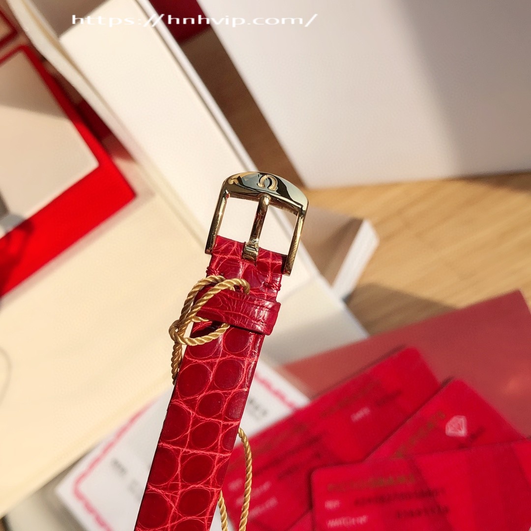 Omega DE VILLEPRESTIGE 27.4 MM, YELLOW GOLD ON LEATHER STRAP