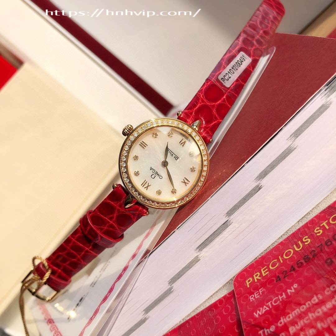 Omega DE VILLEPRESTIGE 27.4 MM, YELLOW GOLD ON LEATHER STRAP