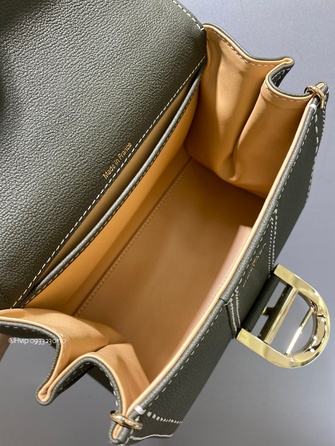 Delvaux Brillant Mini Surpiqué grained Calf leather Khaki