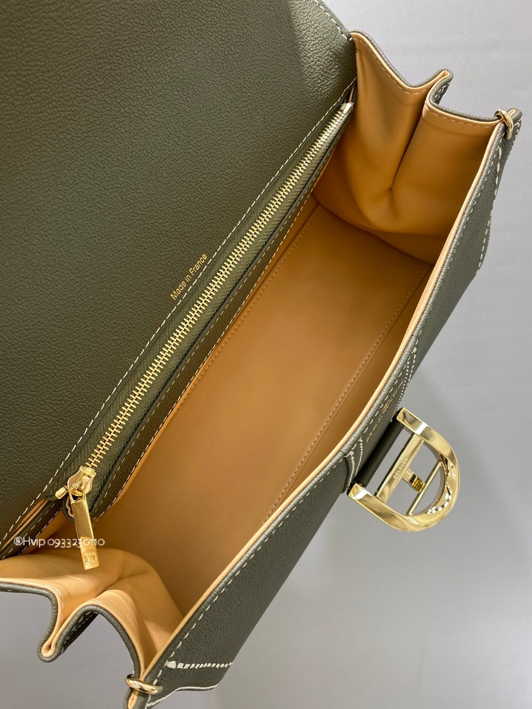 Delvaux Brillant PM Surpiqué grained Calf leather Khaki