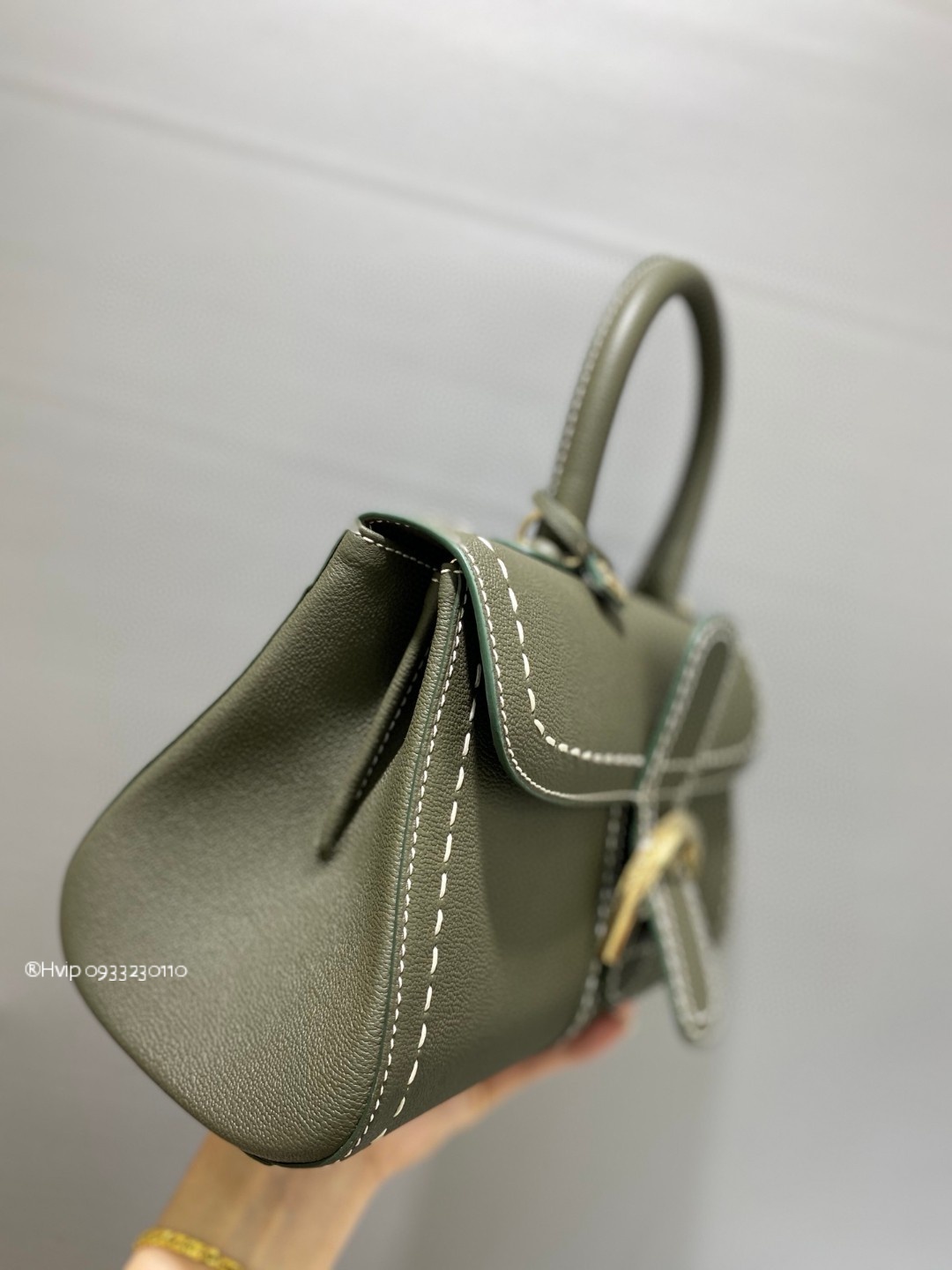 Delvaux Brillant PM Surpiqué grained Calf leather Khaki