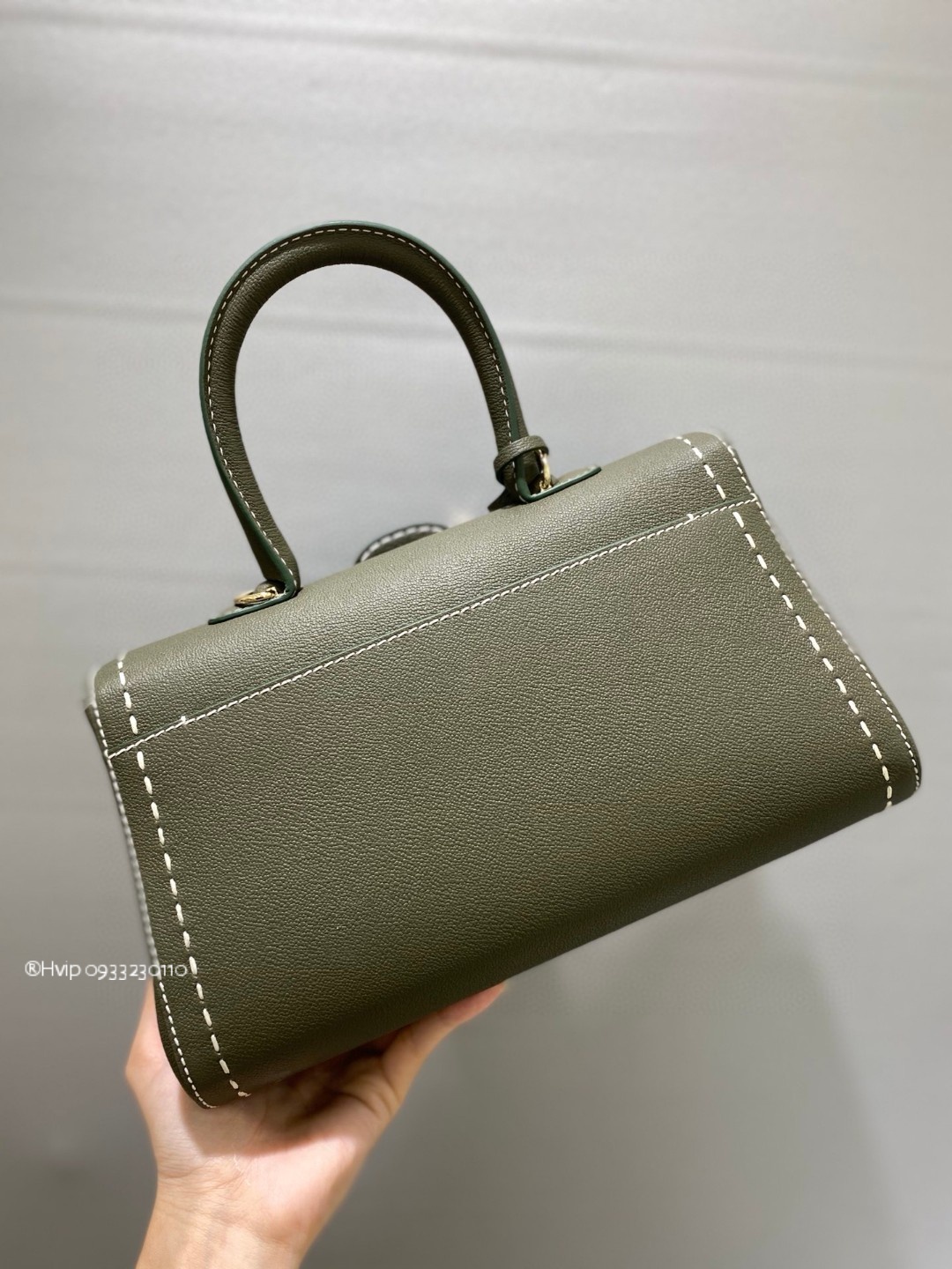 Delvaux Brillant PM Surpiqué grained Calf leather Khaki