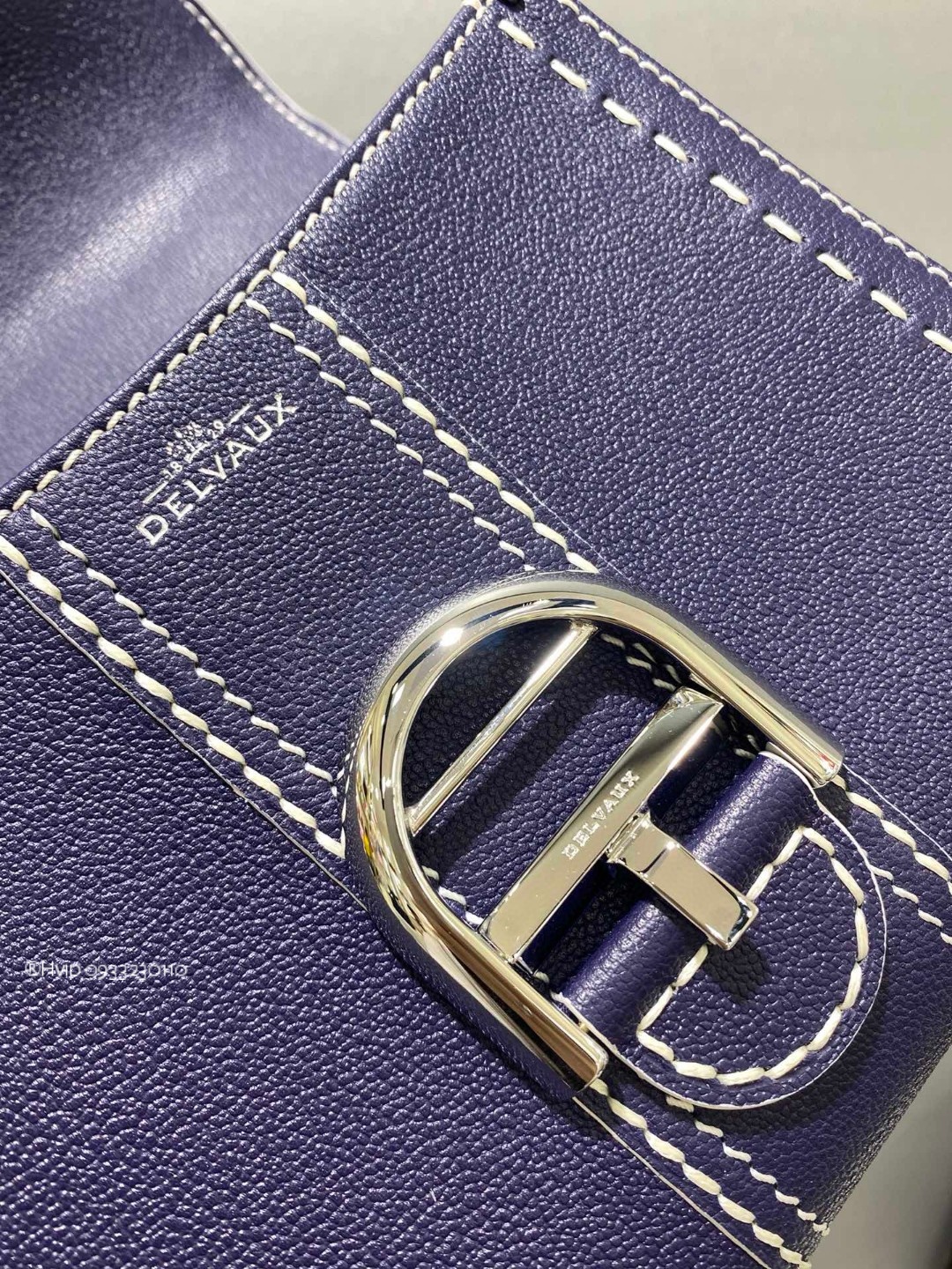 Delvaux Brillant Mini Surpiqué grained Calf leather blue