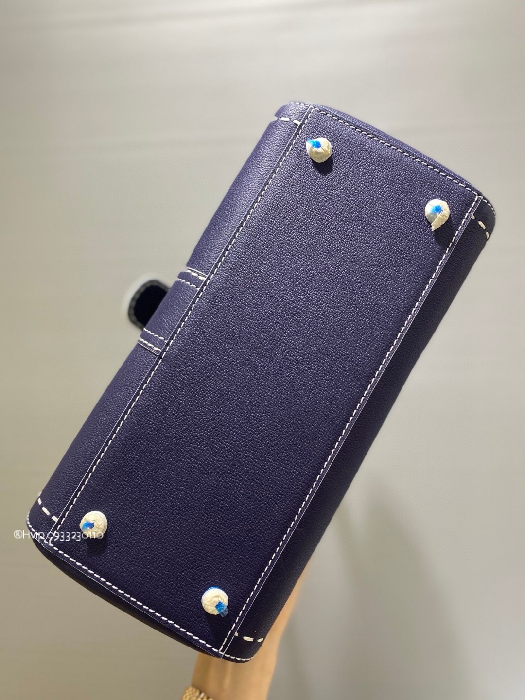 Delvaux Brillant MM Surpiqué grained Calf leather Blue