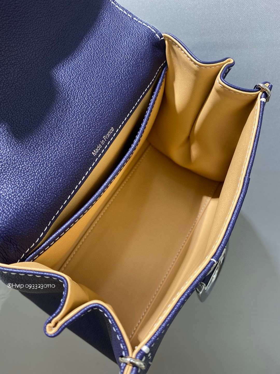 Delvaux Brillant Mini Surpiqué grained Calf leather blue