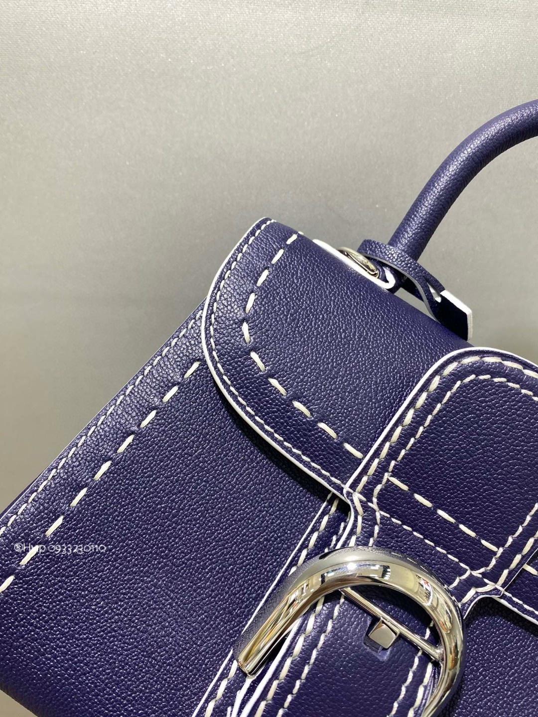 Delvaux Brillant Mini Surpiqué grained Calf leather blue