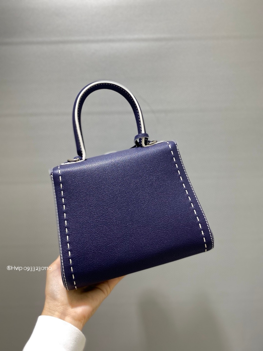 Delvaux Brillant Mini Surpiqué grained Calf leather blue
