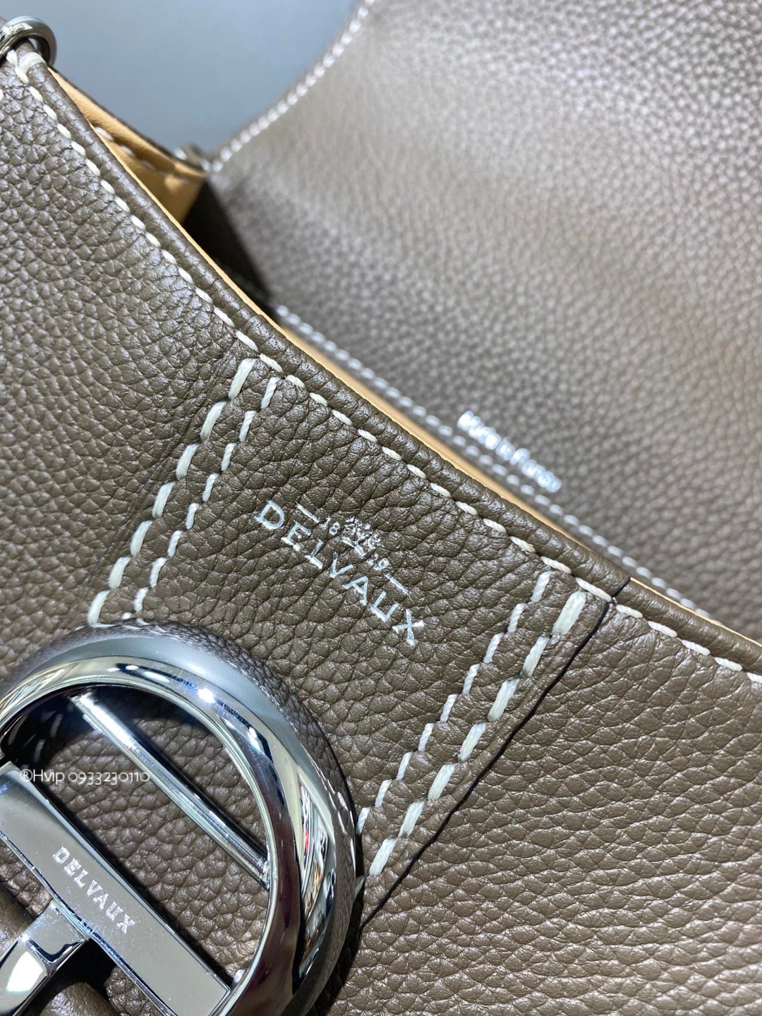 Delvaux Brillant Mini Surpiqué grained Calf leather gris Etoupe