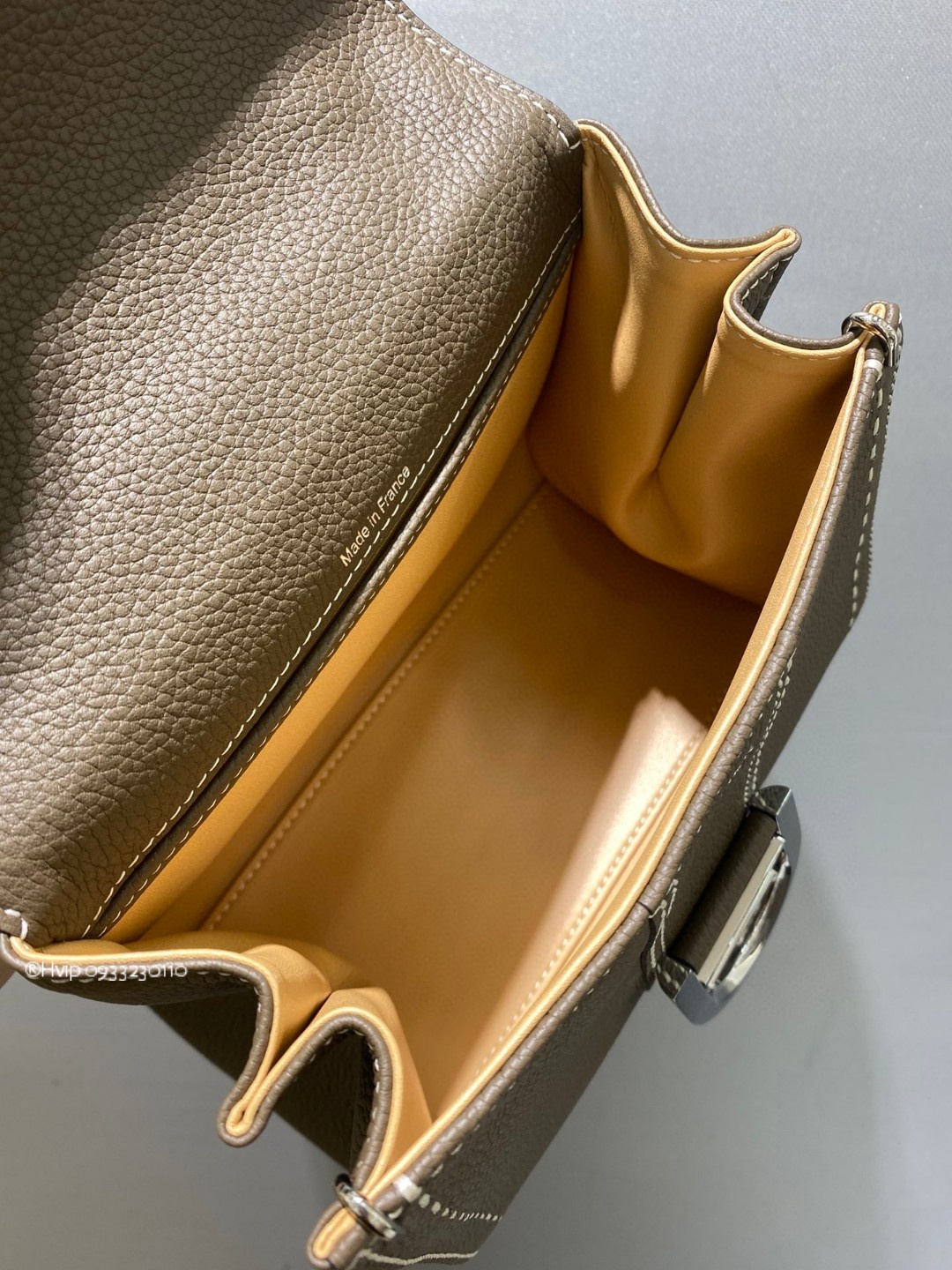 Delvaux Brillant Mini Surpiqué grained Calf leather gris Etoupe