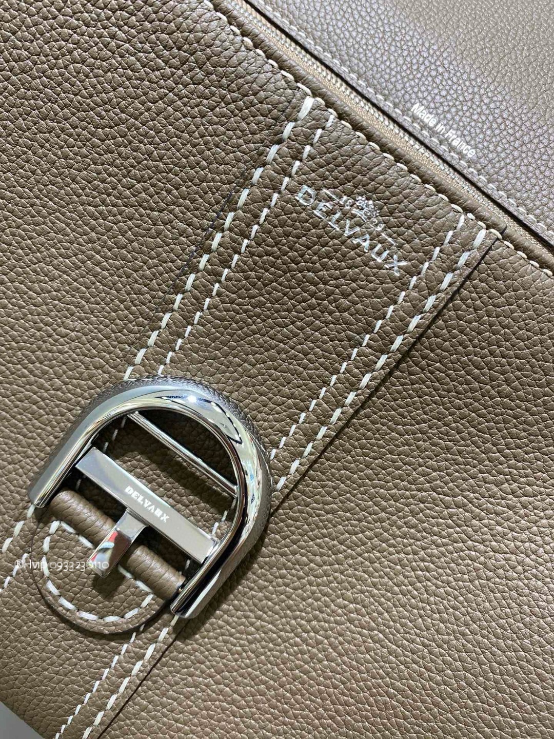 Delvaux Brillant MM Surpiqué grained Calf leather gris etoupe